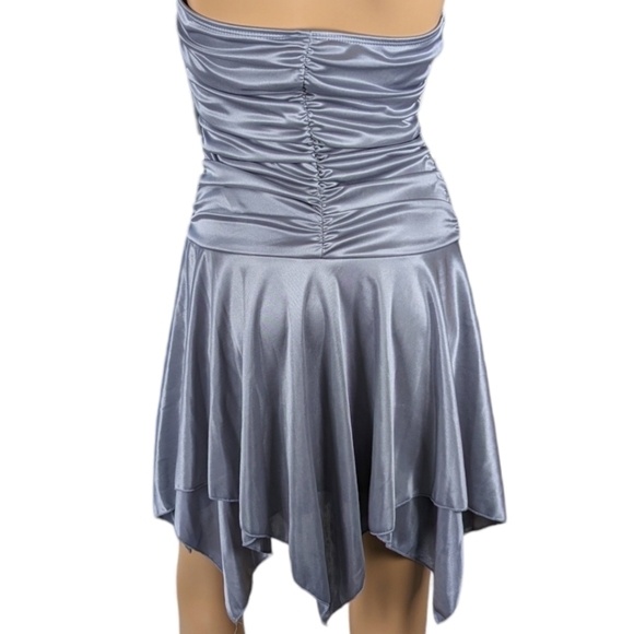 Love Tease Silver Sequin Beaded Halter Drop-Waist Cocktail Dress Size Medium - Picture 7 of 9